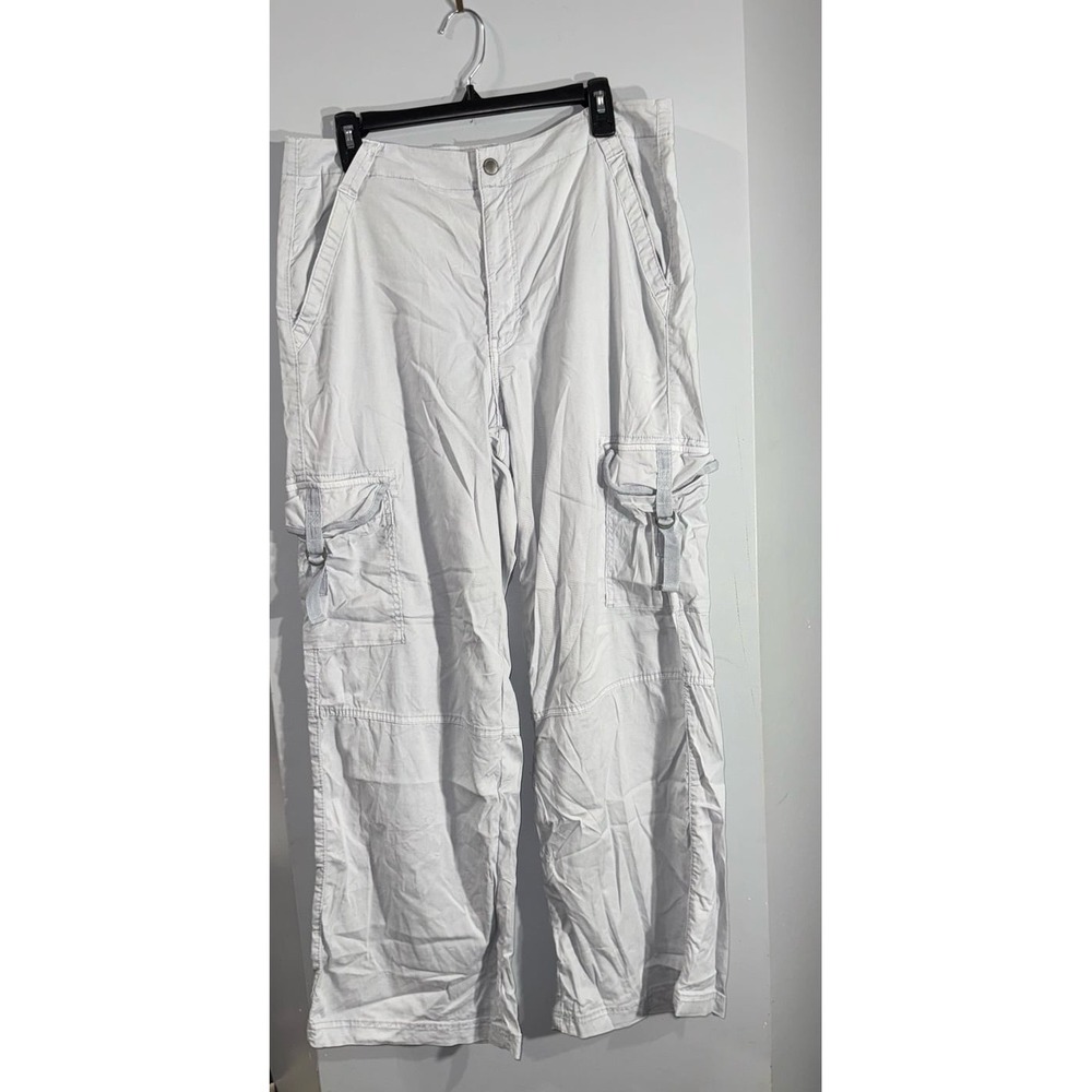 American Eagle light gray wide leg cargo pocket casual pants women's‎ 14